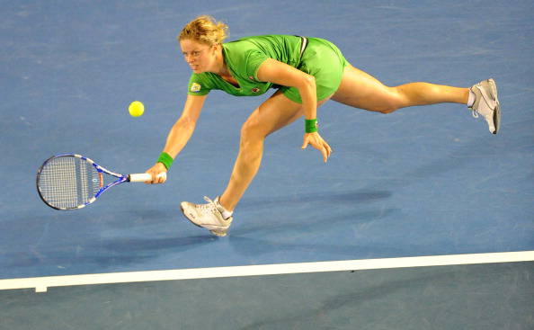 Kim Clijsters of Belgium returns against